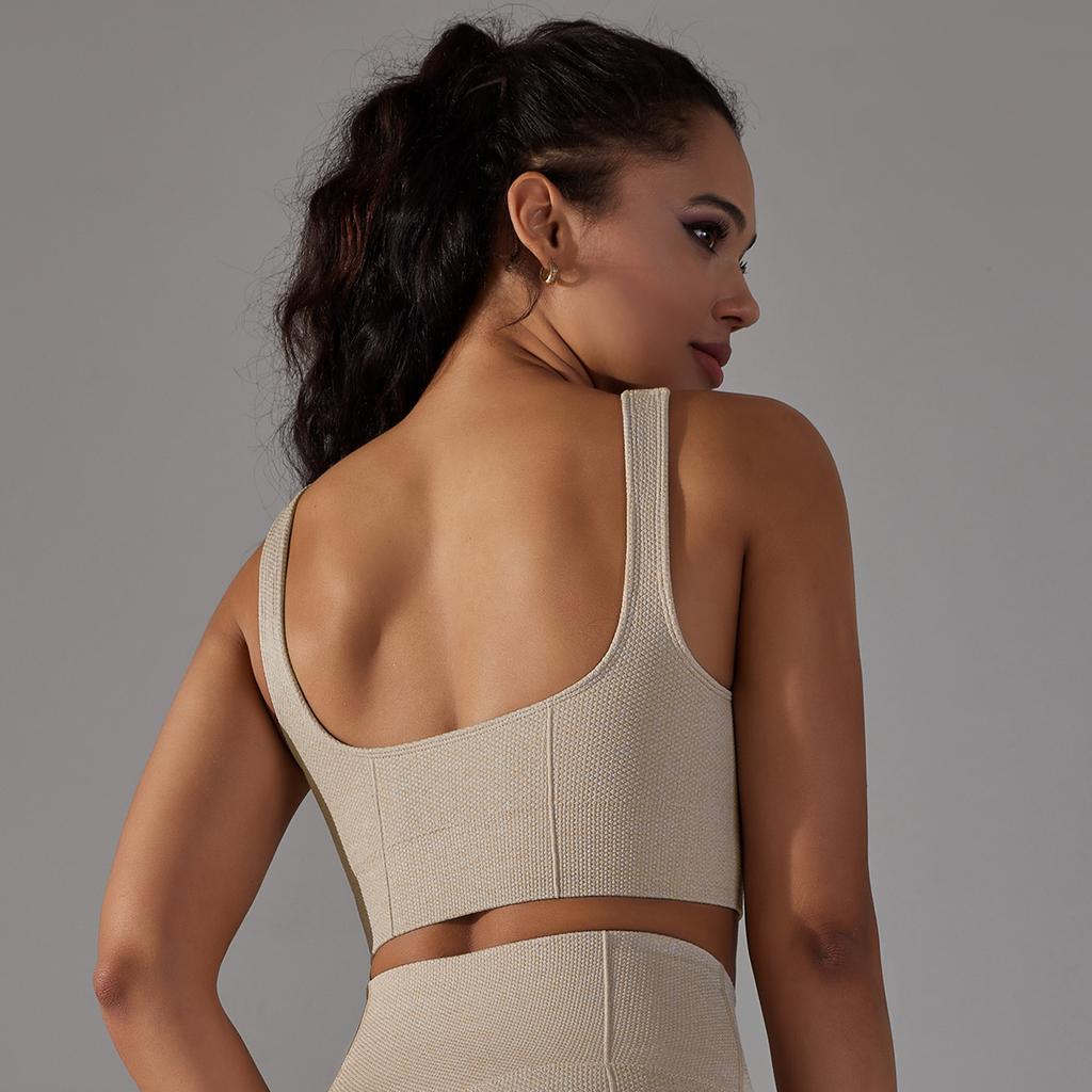 New Seamless Knitted Solid Color Dot Suspender, Beautiful Back Bra, Sports Running Fitness Suit, Vest For Women