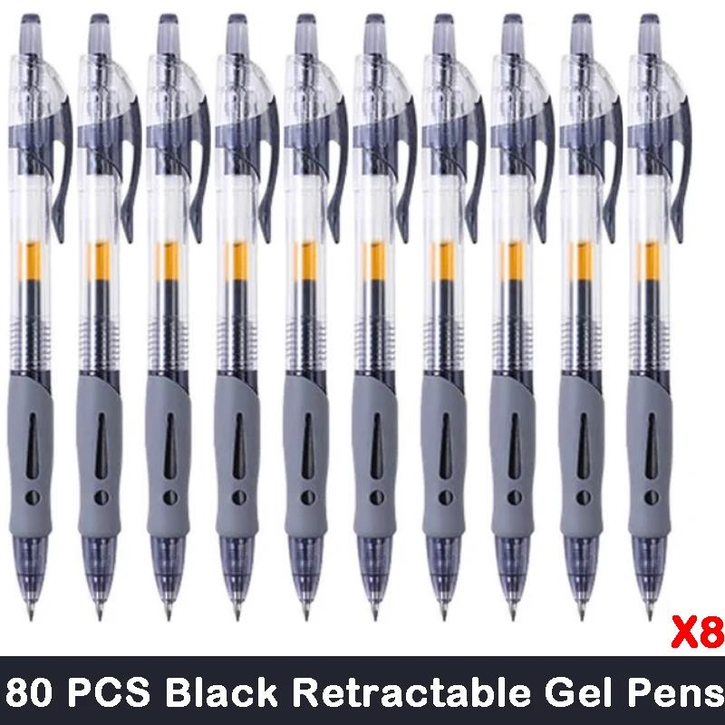 10/100 PCS Roise Retractable Gel Pens Set Black/Red/Blue Ink Ballpoint for Writing Refills Office School Supplies Stationery