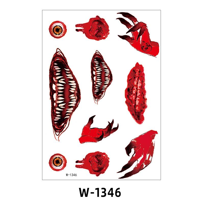 Halloween Tattoo Sticker Waterproof Simulation Scar Horror Half Arm Tattoo Flower Arm Tattoo Sticker