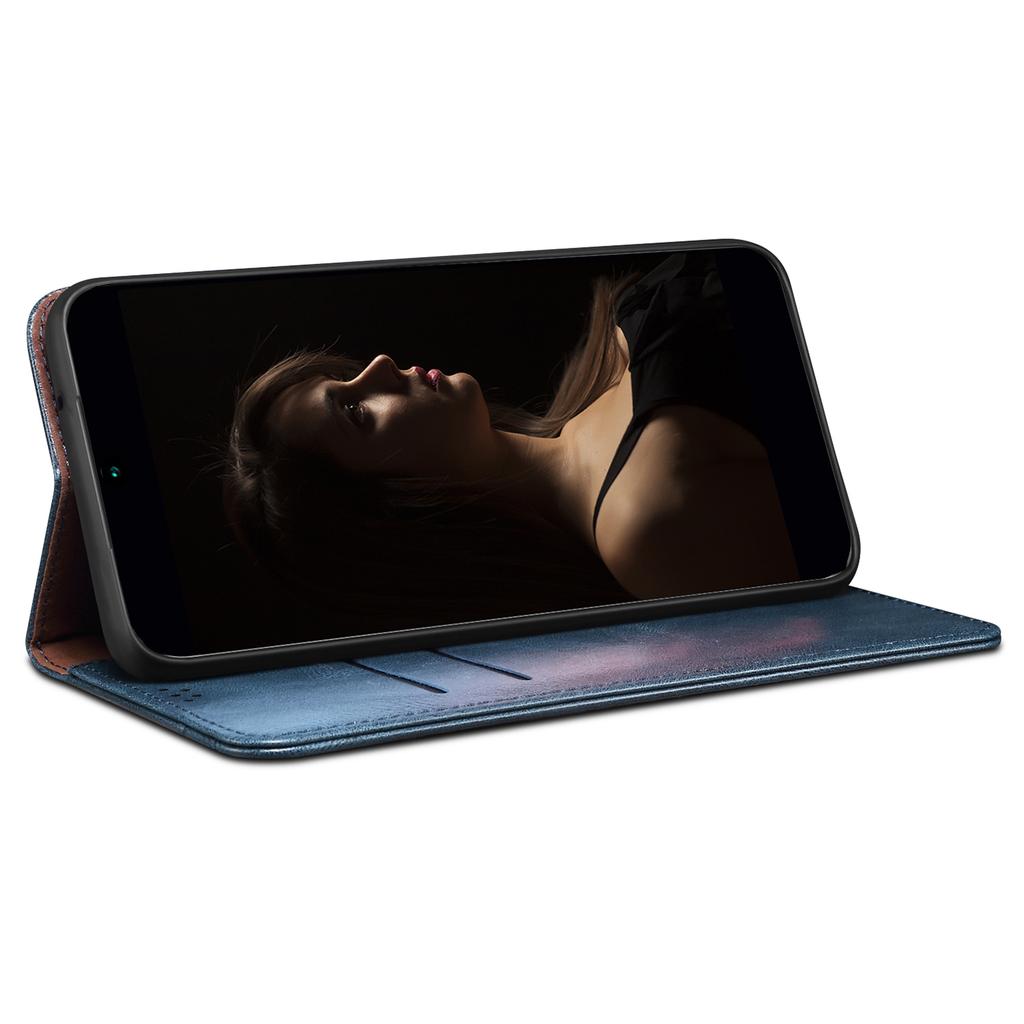 For Samsung Galaxy M14 5G Wallet Waxy Crazy Horse Texture Leather Phone Case Stand Cell Phone Cover