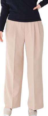 Pintuck Wide Stretch Pants with YKK Office Women's Zipper, Work, Spring/Summer/Autumn (JP, Alphabet, Small, Beige)