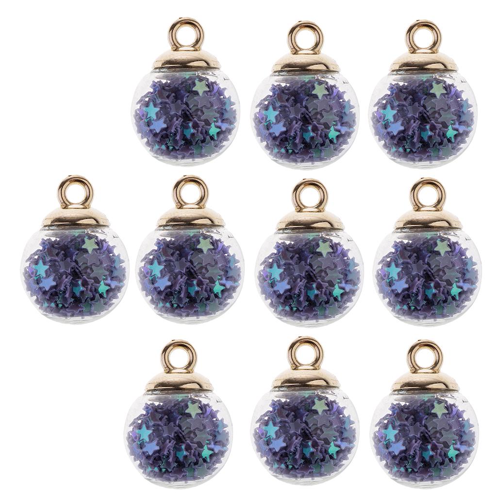10 stykker 16 mm Tiny Star Glass Ball Charms Pendant DIY Craft rosa