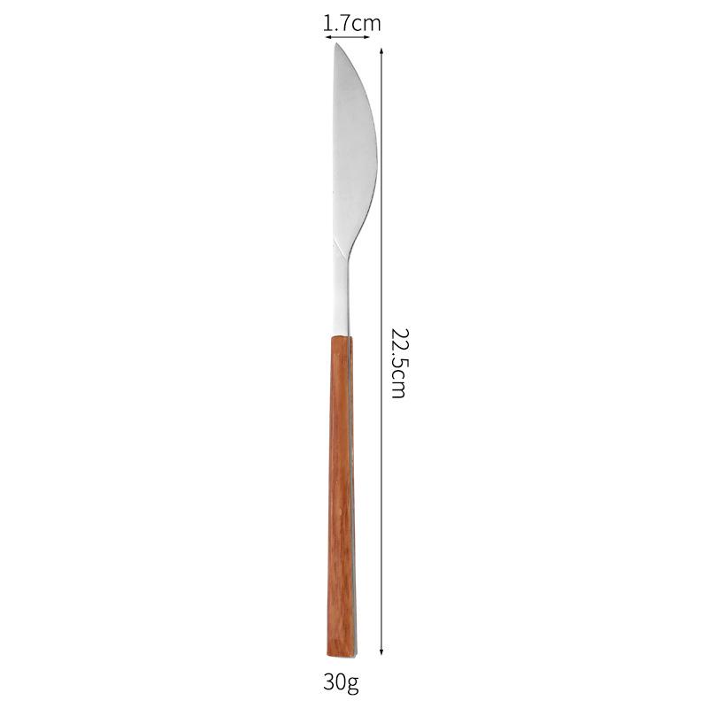 Korean Style Stainless Steel Cutlery Set: Knife, Fork, Spoons with Creative Anti-Wood Handles for Steak, Fruit, and Dessert
