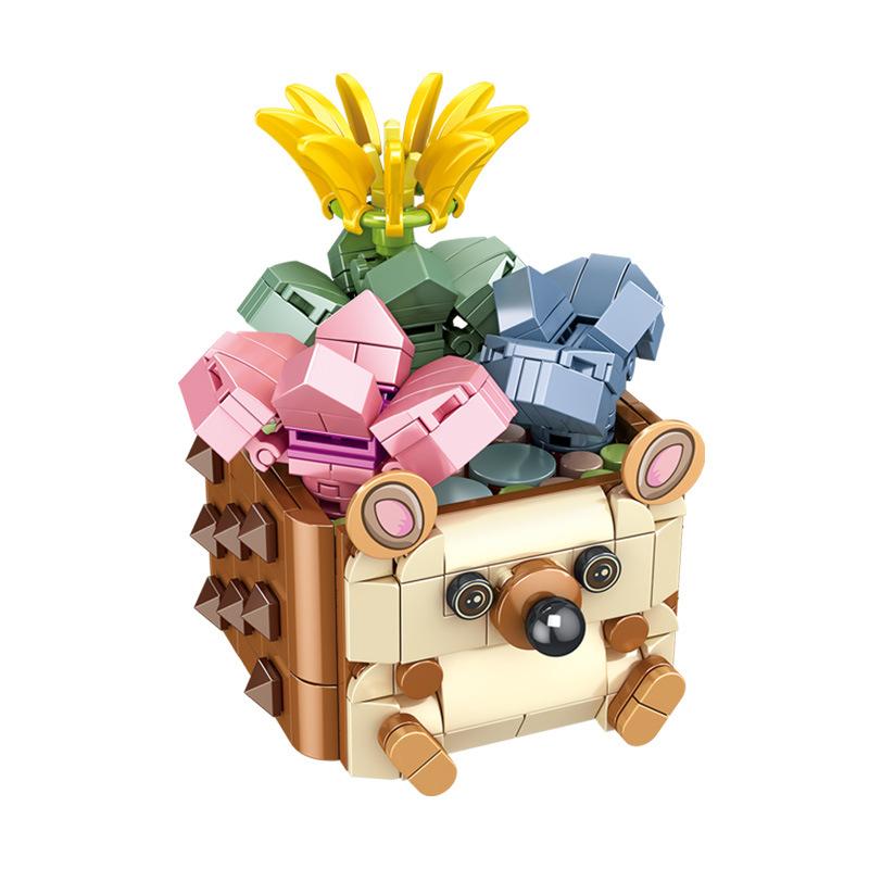 DIY Succulents Series Animal Potted brickheadz Assembled Building Blocks Small Particles Girl Toy Flower Toys for Children Gifts