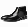 2025 Mens Classic Business Patent Leather Chelsea Boots Pointed Ankle Boots Men Comfy Casual British Style Short Boots