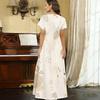 Women Plus Size V Neck Short Sleeve Printed Straight Maxi Dress
