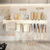 Wall Mounted Kitchen Knife Holder No Drill Multifunctional Storage Rack for Utensils and Chopsticks
