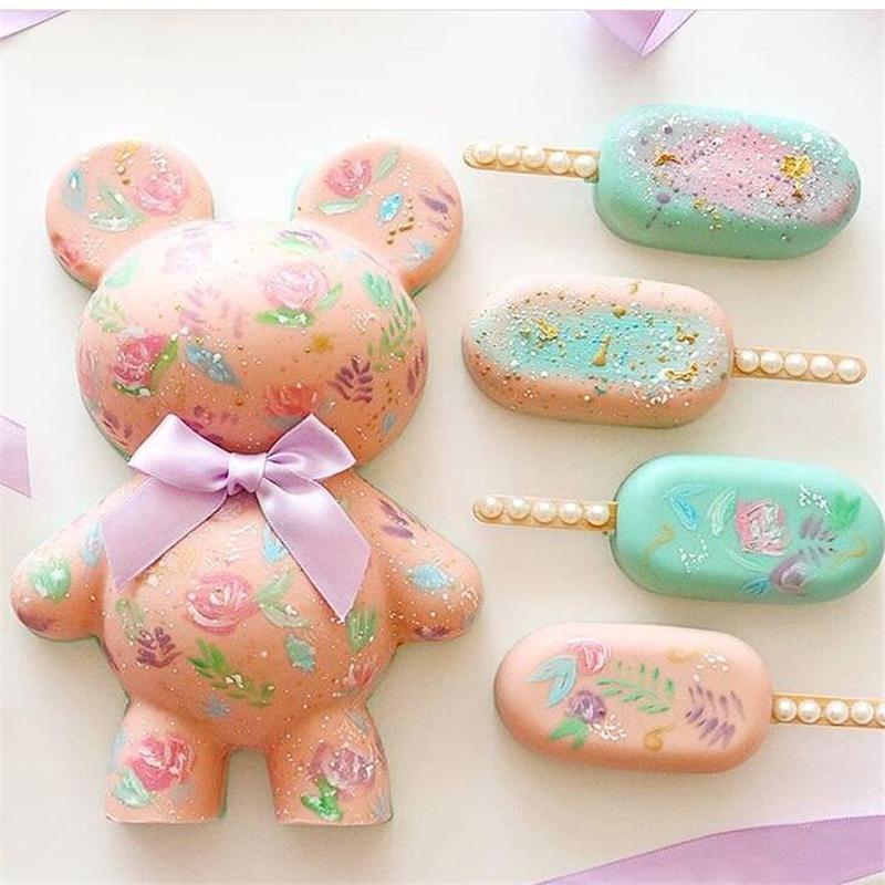 Large Size 3D Surprise Bear Breakable Chocolate Silicone Mold DIY Creative Mousse Cake Mould For Cake Decorating Tools Bakeware