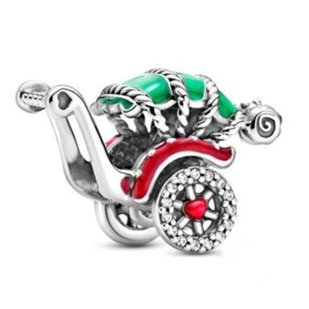 Charms Perline in Argento 925 Bicicletta Treno Vagone Casco per Creazione Gioielli Ciondolo Fai da Te Bracciale Collana Regalo
