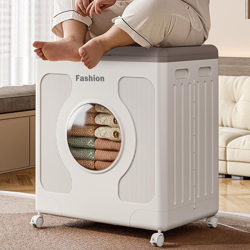 Flip-Top Clothes Storage Box with Wheels - Large Capacity Organizer for Clothing, Toys, Quilts, and Miscellaneous Items