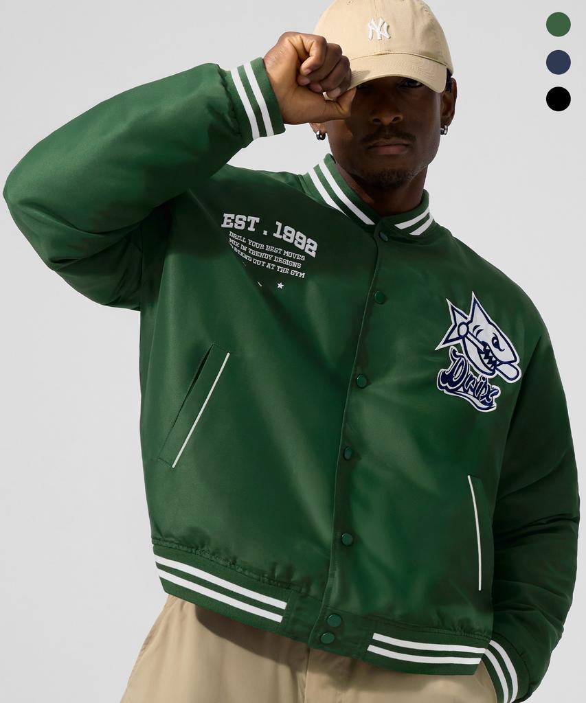 Drix Shark Logo Patched Varsity Jacket_3Color