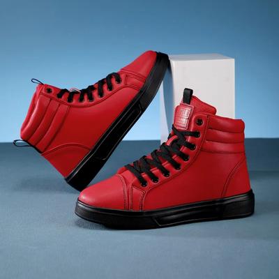 Moda Primavera 2025 Zapatillas Rojas para Hombre Zapatos de Skate de Caña Alta para Hombre Mujer Cómodas Zapatillas de Cuero Unisex Talla 35-46