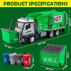 Garbage Truck Toys for Boys, 12" Big Trash Truck with Lights and Sounds, Friction Powered Waste Management Recycling Toy Set with 4 Trash Cans and