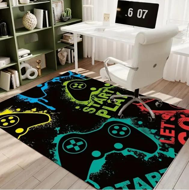 Flannel Floor Mat Player Carpet and Halloween Controller Game Room Pattern Floor Mat Gaming Player Atmosphere and Non Slip Mats