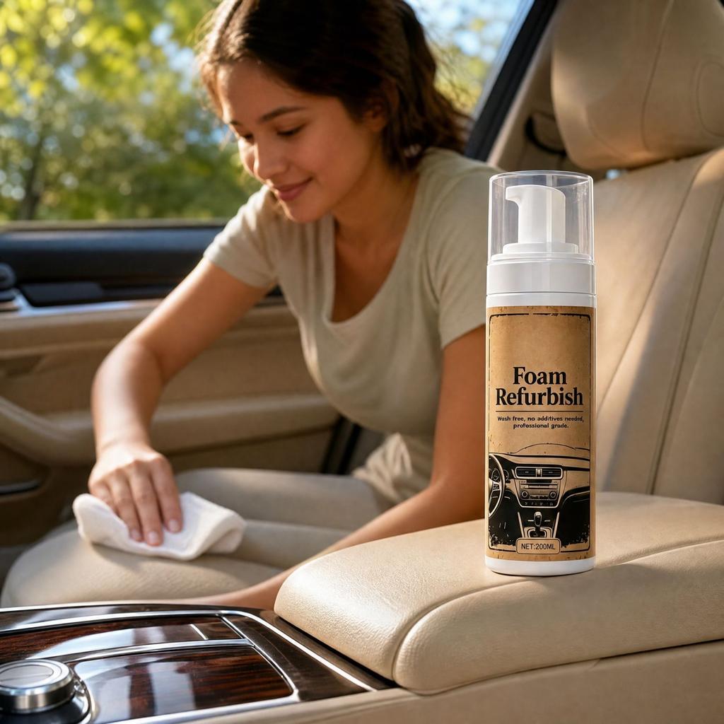 Car Cleaner Spray - No Rinse, Stain Remover with Polishing for Interiors