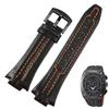 Pelle Autentica per Cinturino Orologio Seiko Sportura Series SNL017 7L22 SNA595P2 27*15mm Nero Arancione Cuciture Braccialetto Curvo