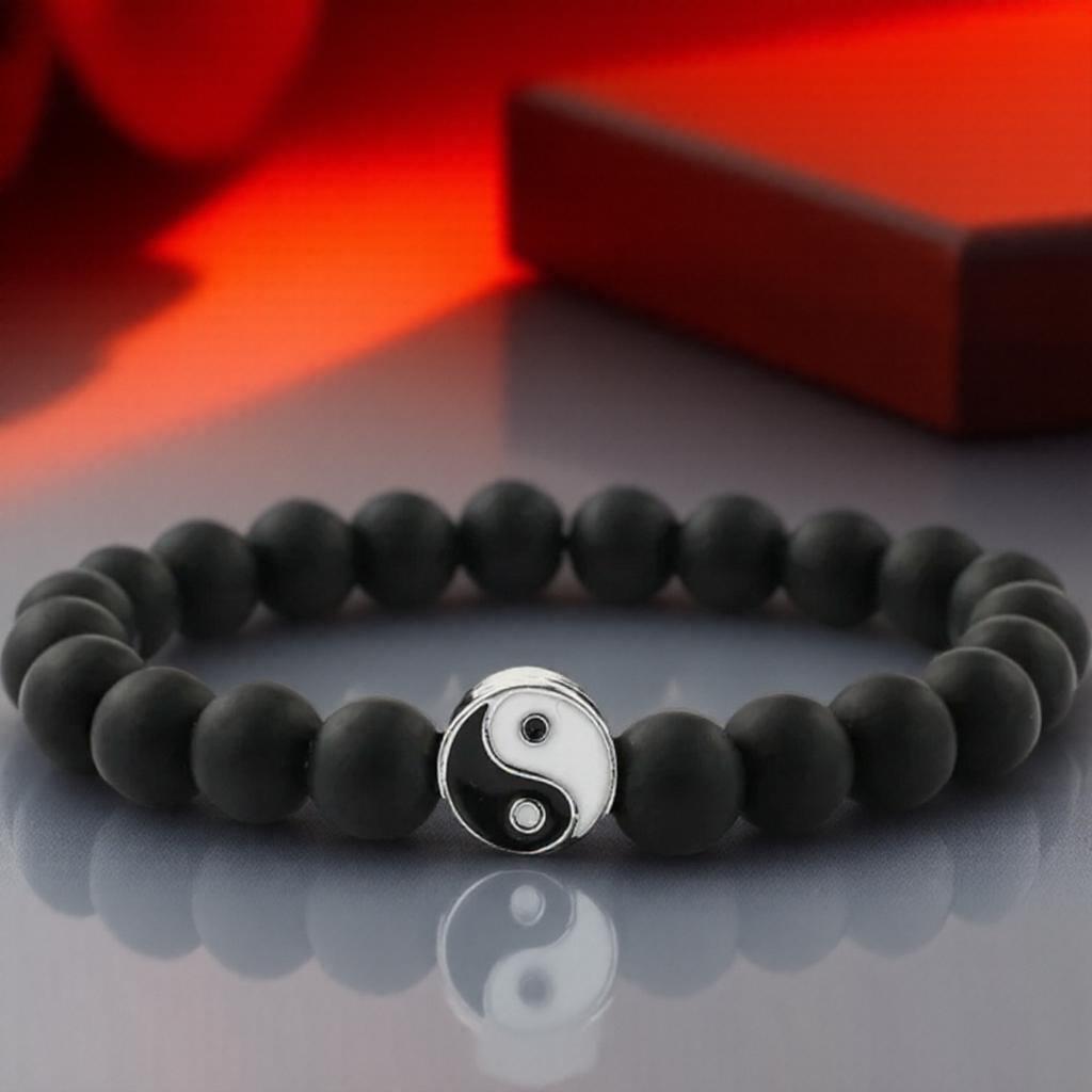 New Distance Classic Natural Stone White Black Yin Yang Beaded Bracelet for Men Women Best Friend Gift