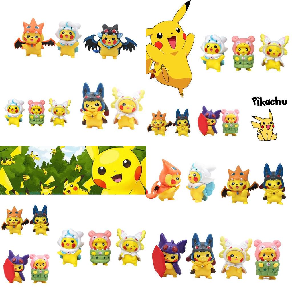Adorable Pikachu Costume Figures Set For Desk And Car Decor