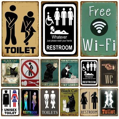 Man Lady Funny WC Sign Metal Poster Toilet Plate Plaque KTV Bar Shop Bathroom Wall Decor Mural Home Decoration 8 X 12 Inch