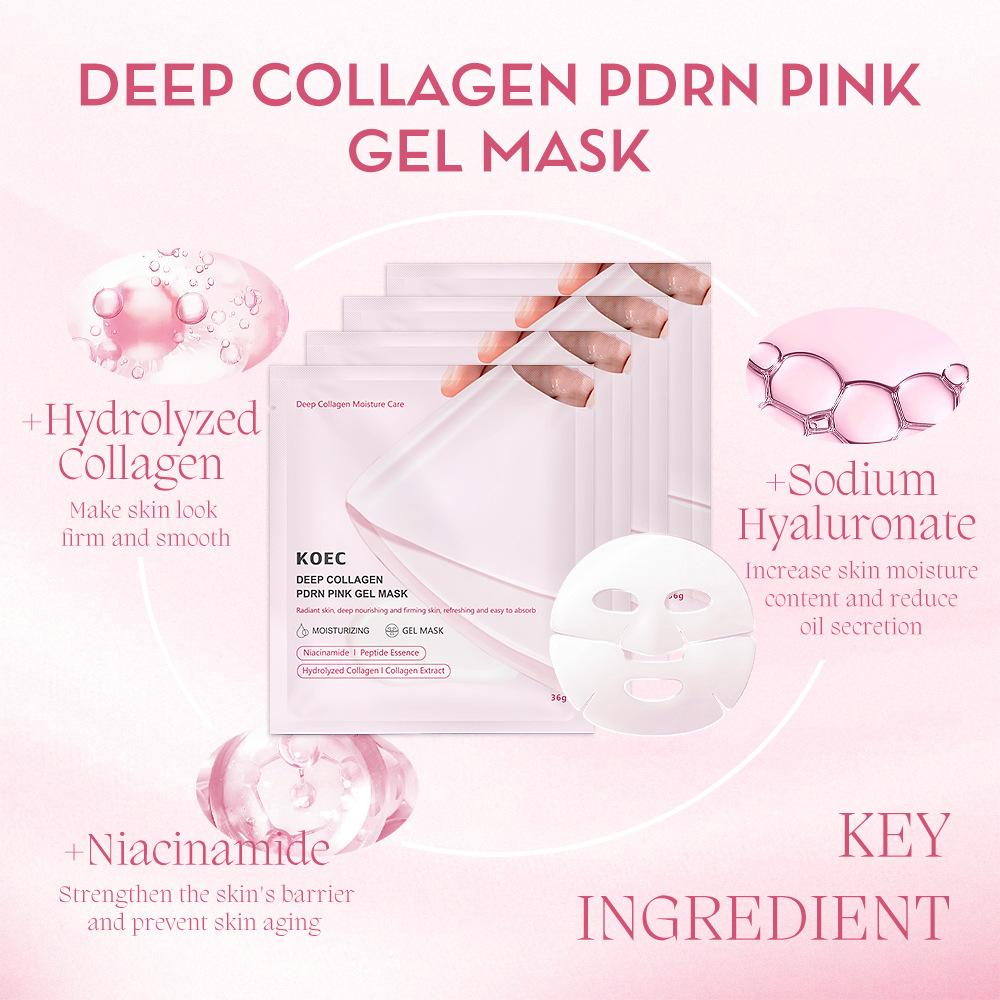KOEC Pink Peptide Collagen Firming Transparent Mask Hydrating Brightening Sheet Mask 5 Pack