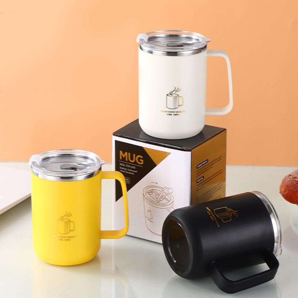 304 Stainless Steel Double-Wall Coffee Cup With Handle Portable Sealed Water Cup Reusable Insulated Milk Coffee Mug