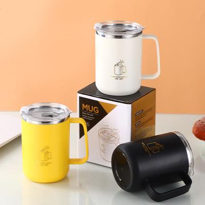 304 Stainless Steel Double-Wall Coffee Cup With Handle Portable Sealed Water Cup Reusable Insulated Milk Coffee Mug