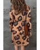 Azura Exchange Leopard Print Button Front Bubble Sleeve Loose Knit Dress