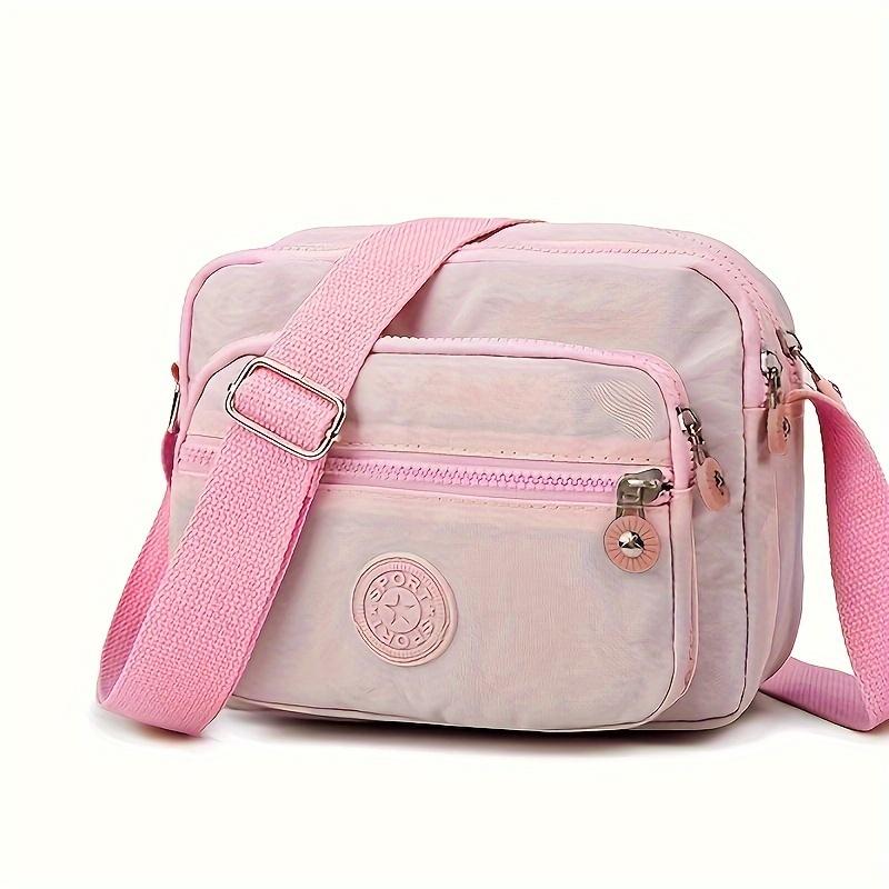 Durable Multi-layer Zipper Crossbody Bag, Nylon Square Shoulder Bag, Perfect Messenger Bag For Daily Use