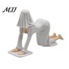 Decorative Seated Figurine Ghost Girl Hooded Sculpture, Ethereal Mysterious Statue, Gothic Whimsical Garden Ornament Queen Character Robe for