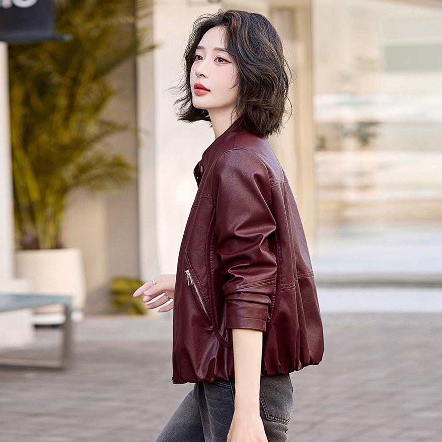 Loose Leather Jacket Women's Jacket Short Jacket Spring and Autumn Temperament Fashion Small Casual Motorcycle Clothes