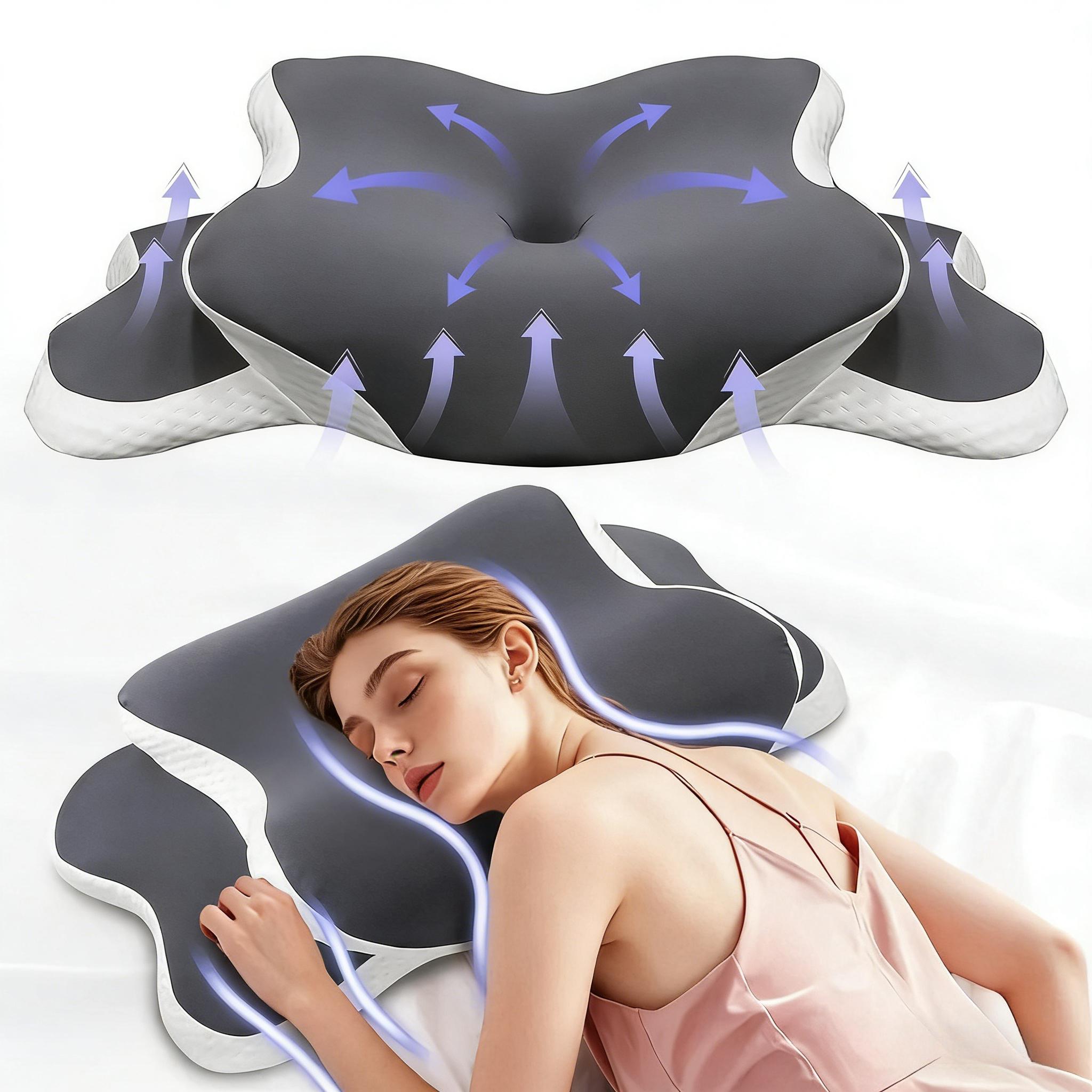 Cervical Pillow for Neck Support Ergonomic Butterfly Memory Foam Pillows for Sleeping Side Back Stomach Orthopedic Bed Pillow серый