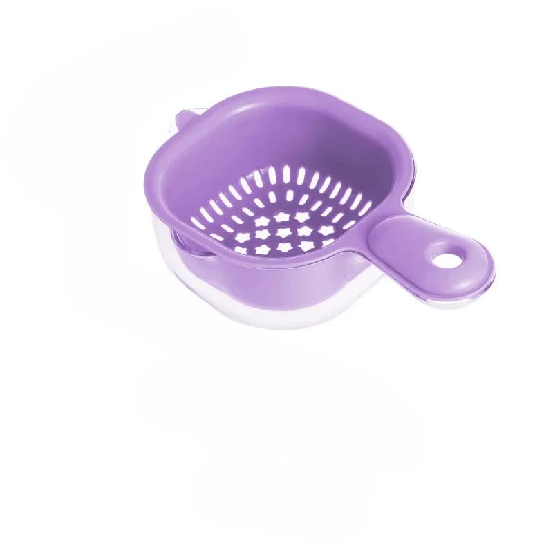1pcs Double Drain Basket with Handle,Multi-purpose Storage Drain Basket Household Fruit Vegetable Basket Plastic  Kitchen Tools