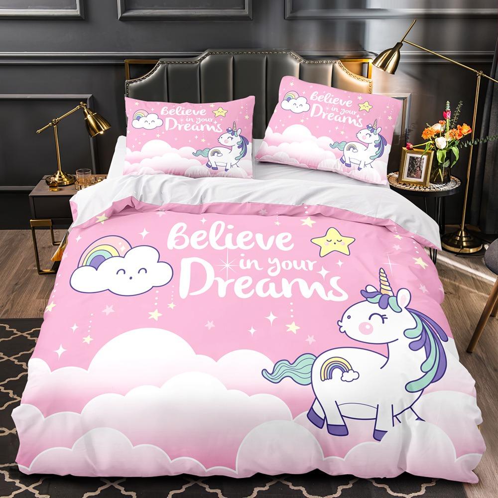 Magical Unicorn Bedding Sets Quilt Bed Cover Comforter Duvet Cover Pillow Case 2-3 Pieces Sets Kids Adult Bedroom Decoration
