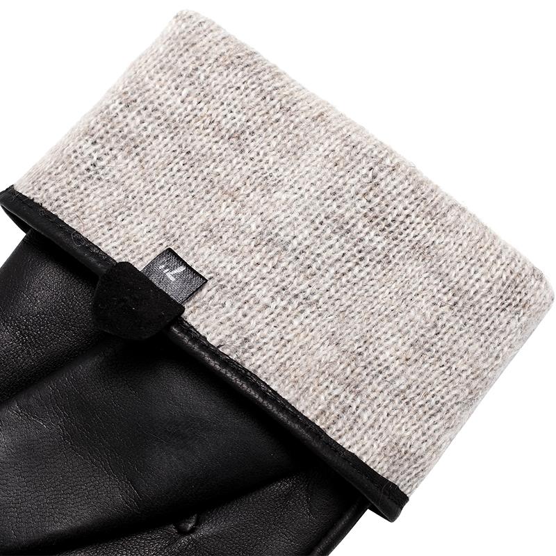 Kiváló minőségű női báránybőr bőrkesztyűk téli meleg divatos kesztyűk fekete 0719