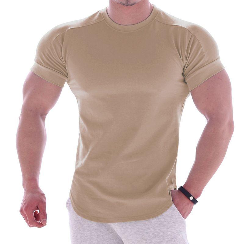 Sports T-Shirt Men's Short Sleeve Silm Fashion T-shirt Curved Hem Fitness Trendy Running Quick-Drying Breathable Tops