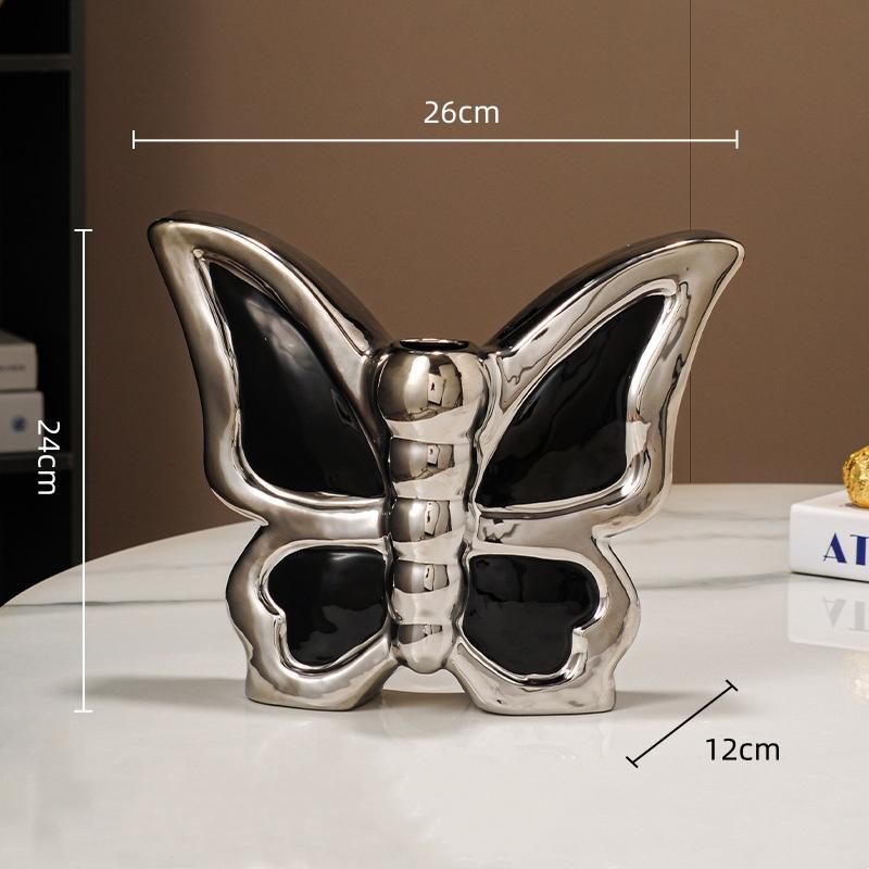 

Ceramic Vase Cartoon Butterfly Figurine Flower Vase Flower Arrangement Accessories Butterfly Flowerpot Home Decoration чорний