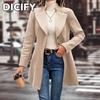 Giacche e Cappotti da Donna DICFY Vintage Casual Stampa Monocolore Autunno Inverno Manica Lunga Collo a Polo