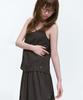 Some Place Check Mix Lace Voluminous Flare Tiered Shirred Sleeveless Layered Long Dress [Brown]