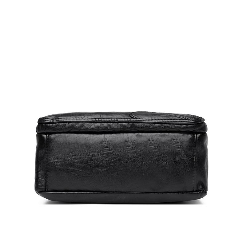 Borsa a tracolla multistrato in morbida pelle tinta unita da donna, grande capacità, borsa da viaggio multifunzionale sottobraccio