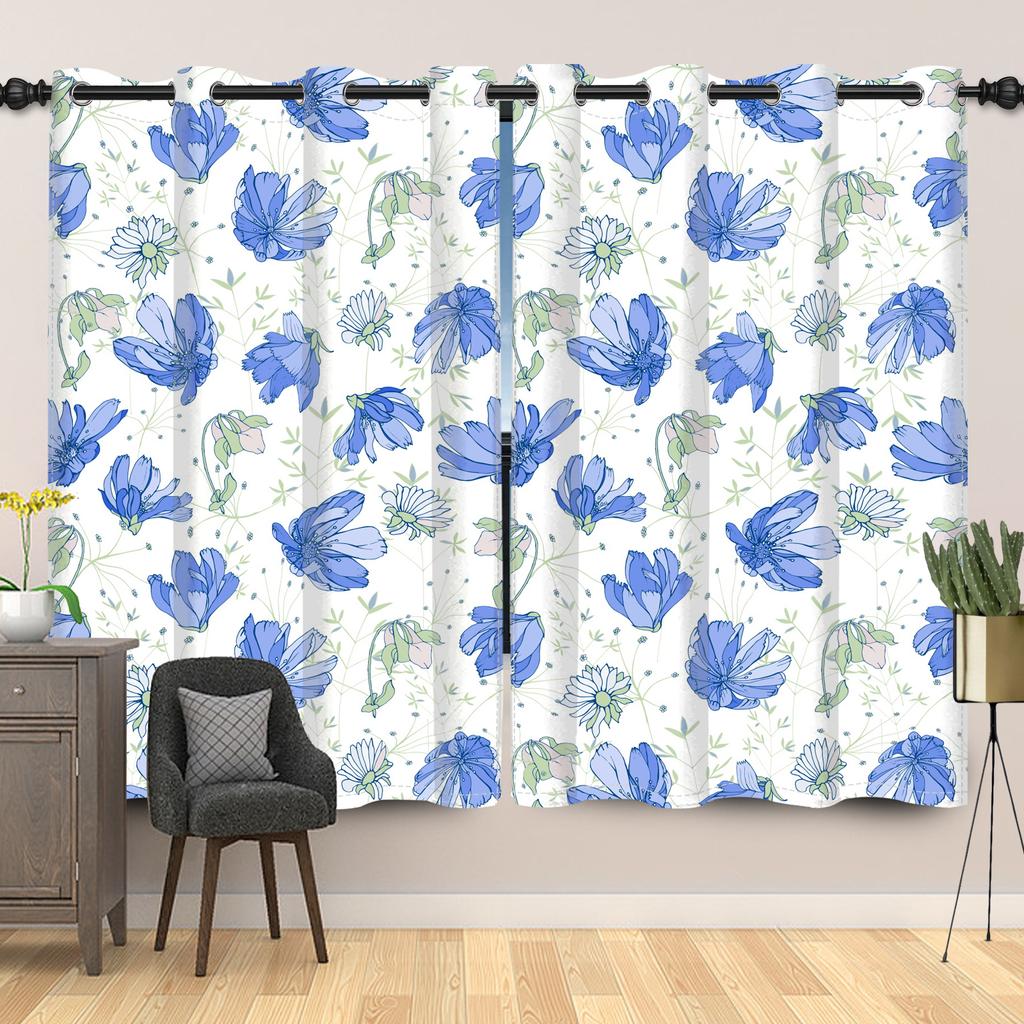 Rustic Botanical Wildflower Pattern Curtains Vintage Floral Printed Curtain Living Room Bedroom Decor Window Drapes Light Blocking For Sitting