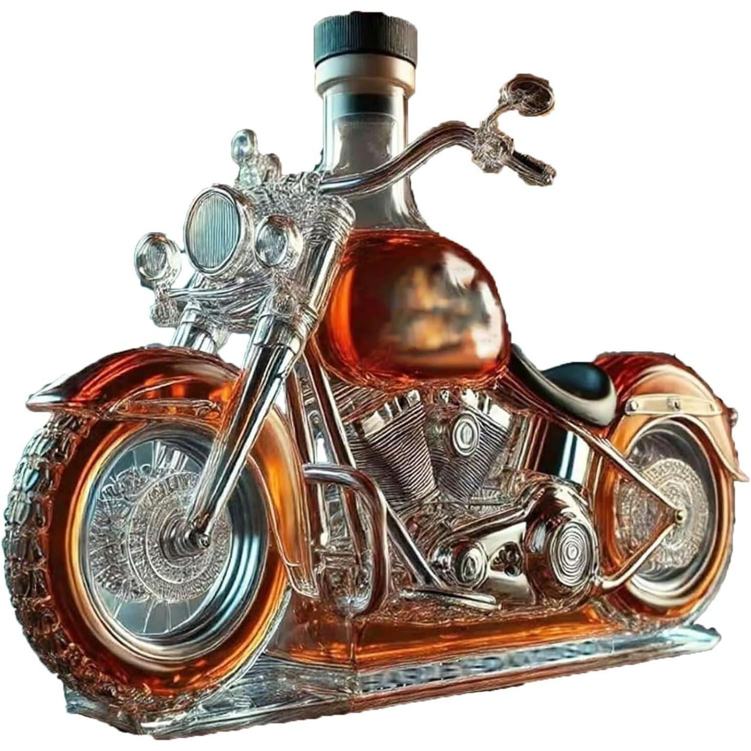 

300ML 3D Motorcycle Whiskey Decanter - Hand Blown Art Glass Statue | Novelty Spirits Storage Bottle for Home Bar Decor | Unique Gift for Motorcycle A