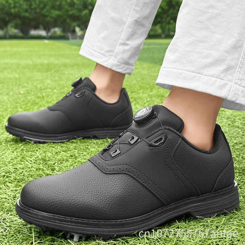 Men Professional Rotating Buckle Golf Shoes Outdoor Casual Sports Shoes Anti-Slip Golf Training Sneakers Adult Walking Footwears