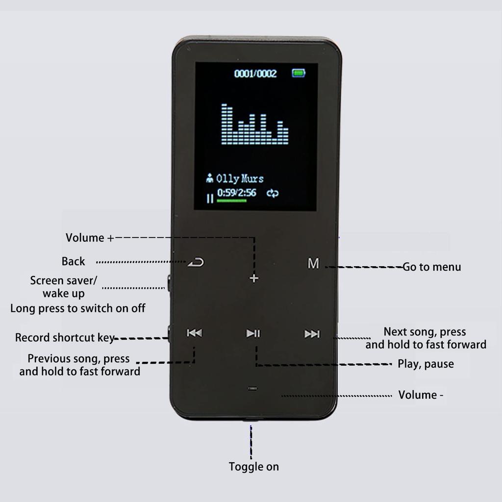 8GB Bluetooth MP3 Player, Portable HiFi Sound MP3 Music Player for Kids, Students, and Seniors, Digital Audio Player, Gift (Black)