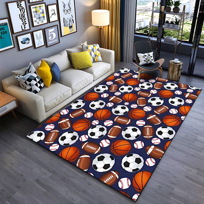 Sports Ball Pattern Carpet suitable as a non-slip mat for the living room or bedroom sofa
