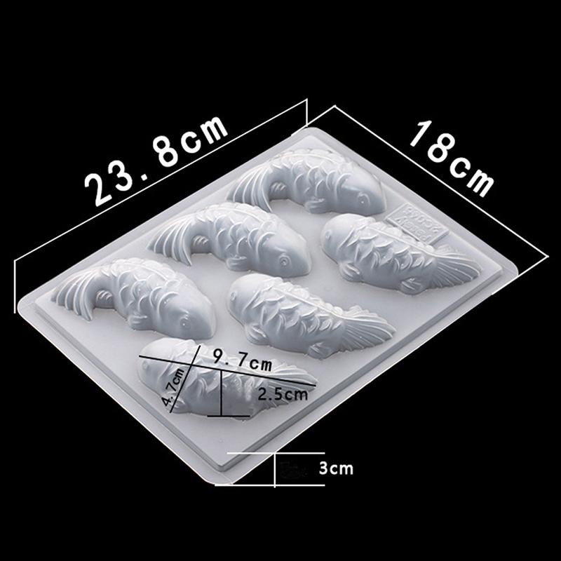 1ks 6 otvorů Ryba Kapr Silikonové dortové formy 3D Forma na výrobu mýdla Pomůcky na domácí pečení