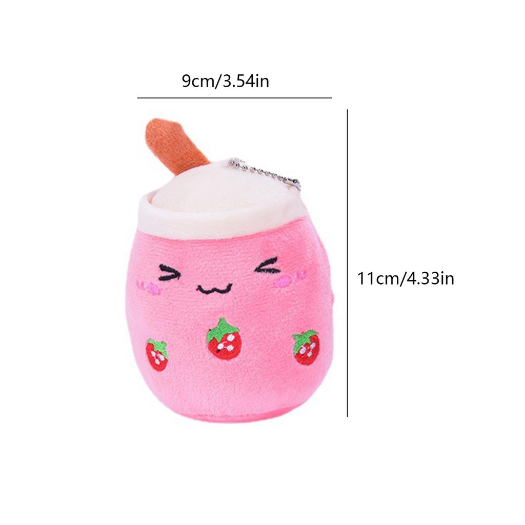 Cute Keychain Pendant Mini Simulation Fruit Milk Tea Cup Plush Toy To Send Holiday Gifts