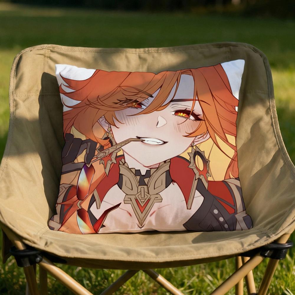 Genshin Impact Mavuika Cushion Cover Soft Reversible Durable Pillow Cover MultiScene Use for Home Car Daily Comfort