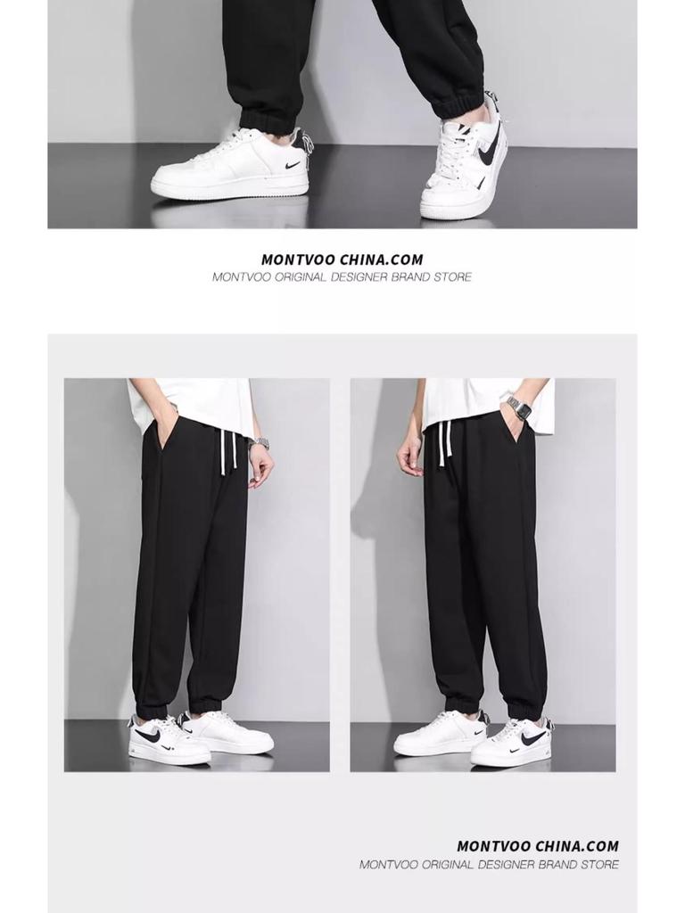 Men's 2024 Summer Gray Wide-Leg Sports Sweatpants - Thin, Loose, Casual Trousers for Teens