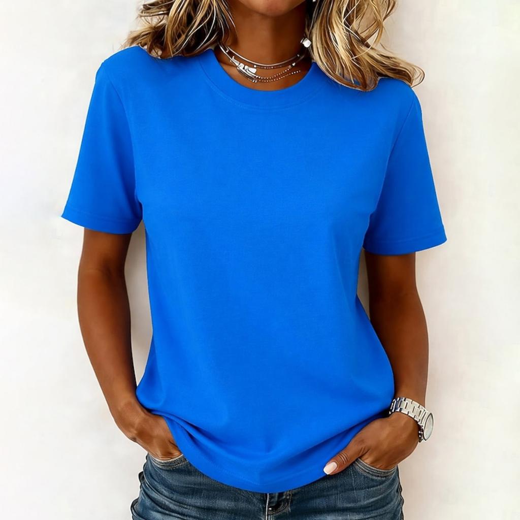Women’s Casual Relaxed Fit Crew Neck Short Sleeve Shirt Comfortable Soft Fabric Versatile Everyday Top