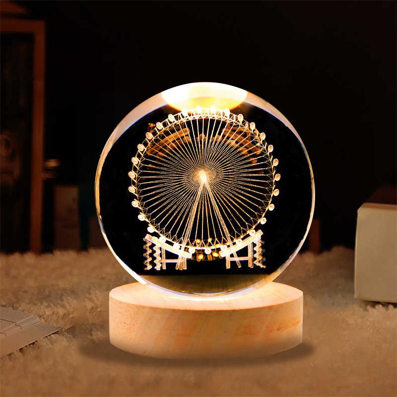 Crystal Ball Night Light With Deer Glass Material Resin Craft Gift Unique Novelty
